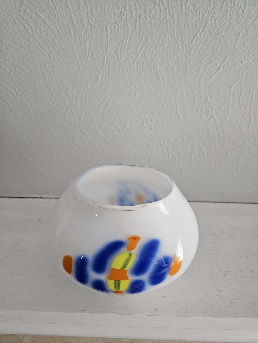 Vintage Lavorazione Atre Murano Curved Oval Glass Vase